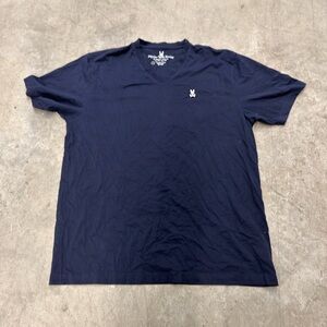 Psycho Bunny Navy V-Neck Short Sleeve Tee with White Logo